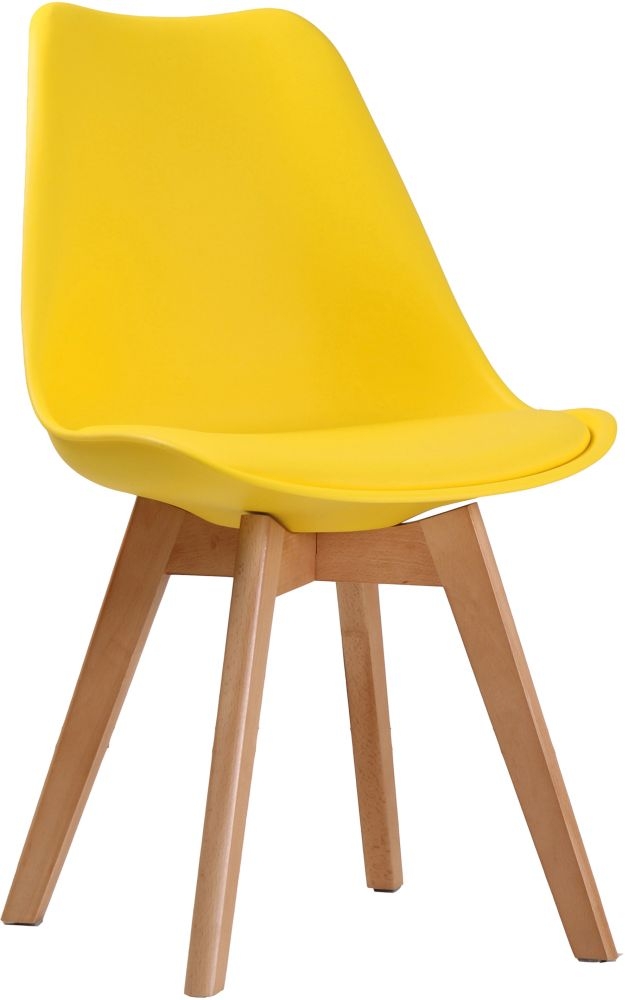 Louvre Yellow Dining Chair With Wooden Legs Sold In Pairs