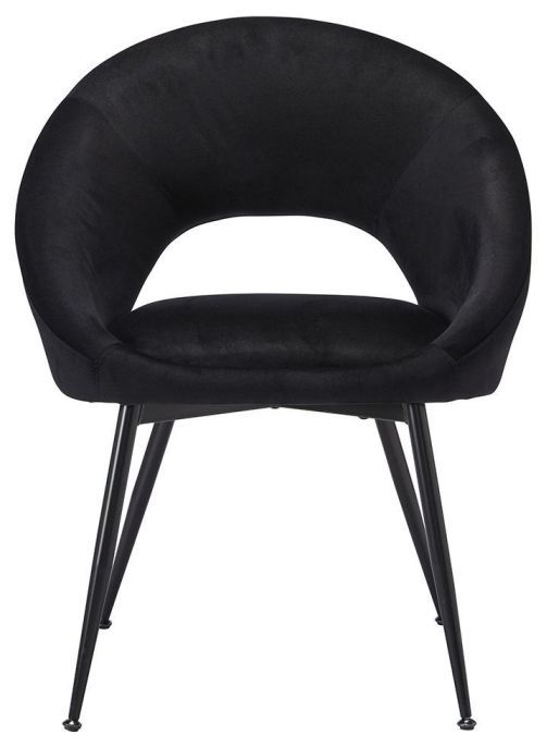 Lulu Black Velvet Fabric Dining Chair With Black Legs Sold In Pairs