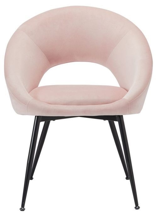 Lulu Pink Velvet Fabric Dining Chair With Black Legs Sold In Pairs