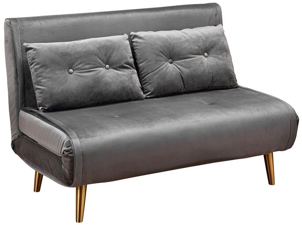 Madison Grey Plush Velvet Sofa Bed