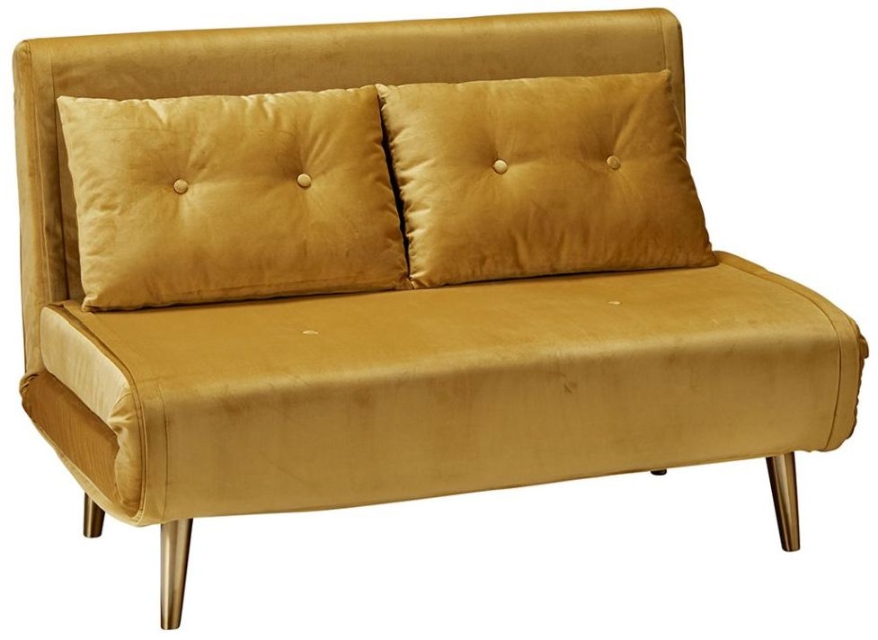 Madison Mustard Plush Velvet Sofa Bed