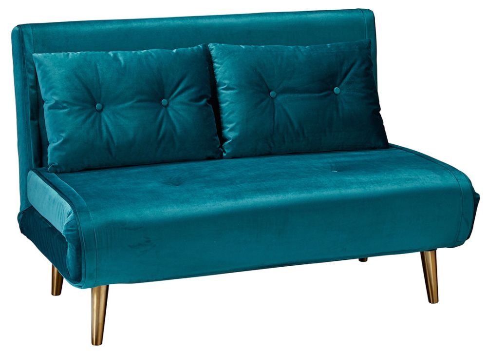 Madison Teal Plush Velvet Sofa Bed