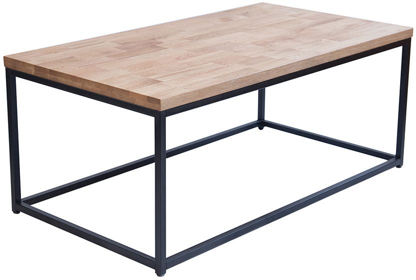 Mirelle Solid Oak Coffee Table With Black Metal Frame