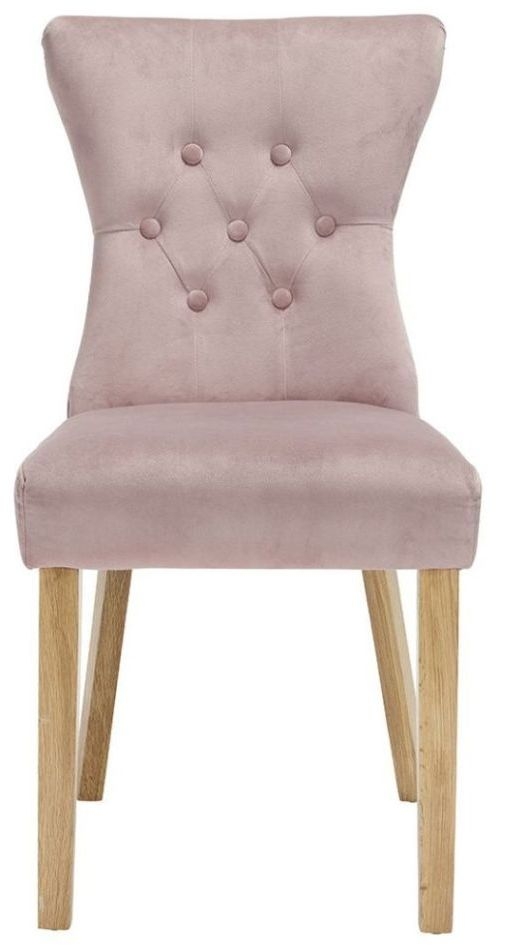 Naples Blush Pink Velvet Fabric Dining Chair With Wooden Legs Sold In Pairs