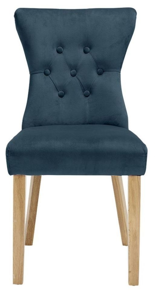 Naples Peacock Blue Velvet Fabric Dining Chair With Wooden Legs Sold In Pairs