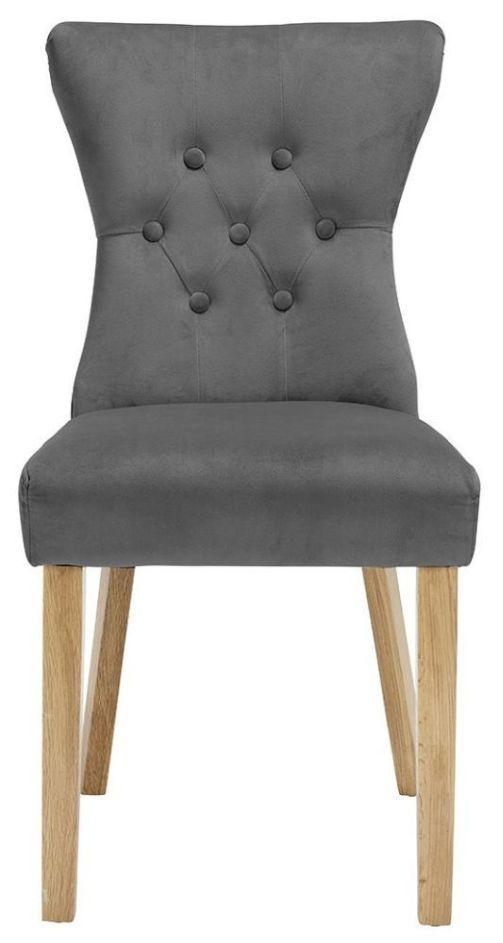 Naples Steel Grey Velvet Fabric Dining Chair With Wooden Legs Sold In Pairs