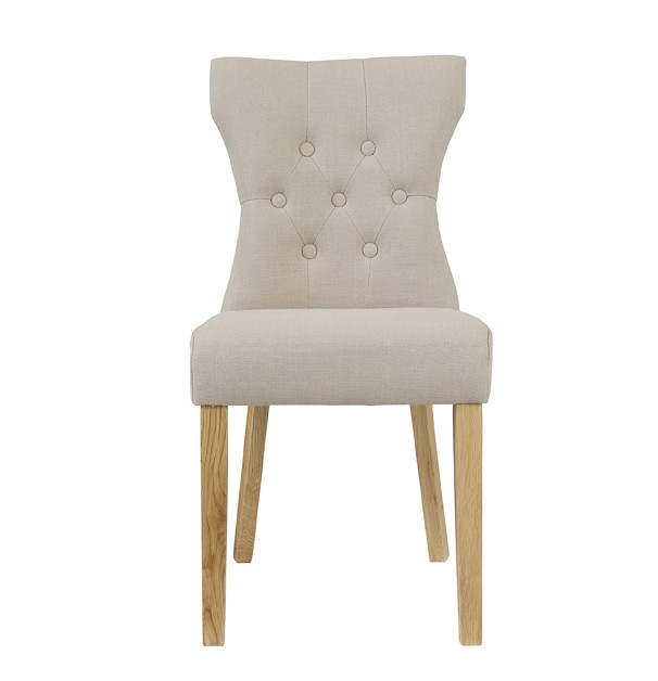 Naples Beige Velvet Fabric Dining Chair With Wooden Legs Sold In Pairs