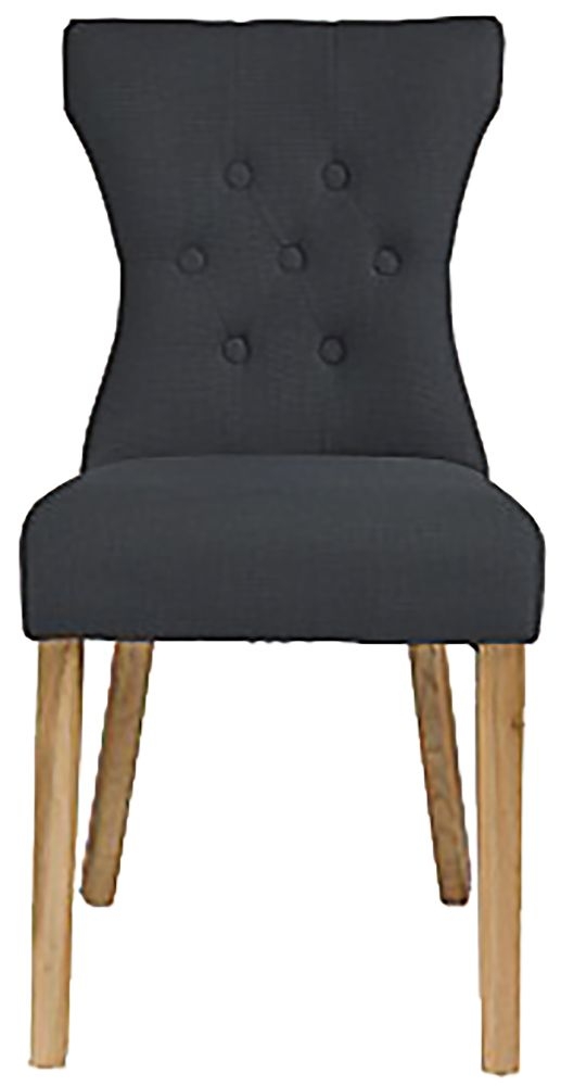 Naples Grey Velvet Fabric Dining Chair With Wooden Legs Sold In Pairs