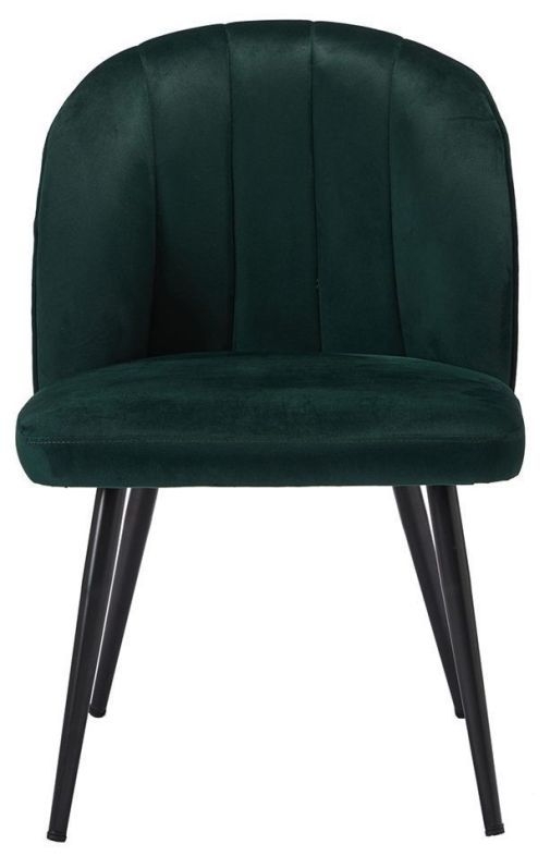 Orla Green Velvet Fabric Dining Chair With Black Legs Sold In Pairs