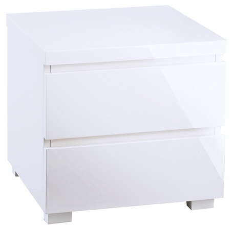 Puro White High Gloss 2 Drawer Bedside Cabinet