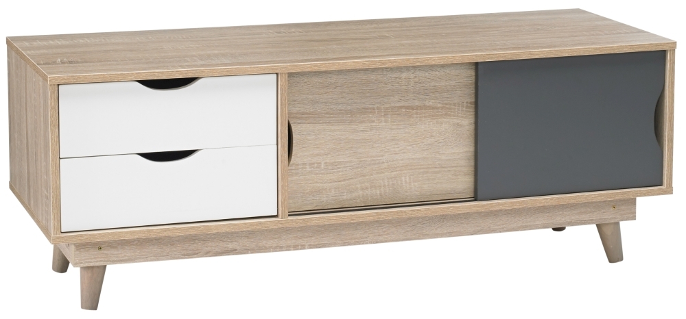 Scandi Oak Tv Unit White And Grey