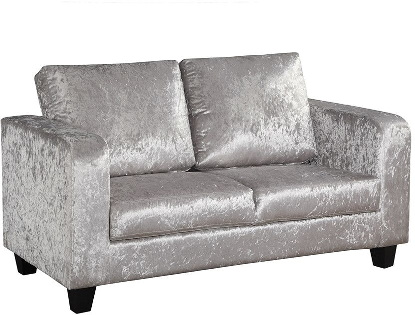 Silver Crushed Velvet Sofa