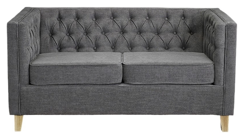 York Grey 2 Seater Sofa Velvet Fabric Upholstered