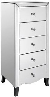 Valentina Italian Mirrored 5 Drawer Tall Chest