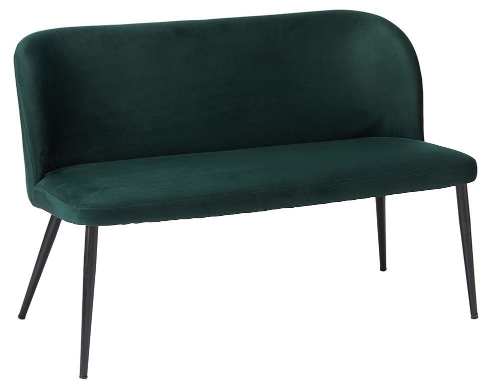 Zara Green Velvet Fabric Dining Bench With Backrest