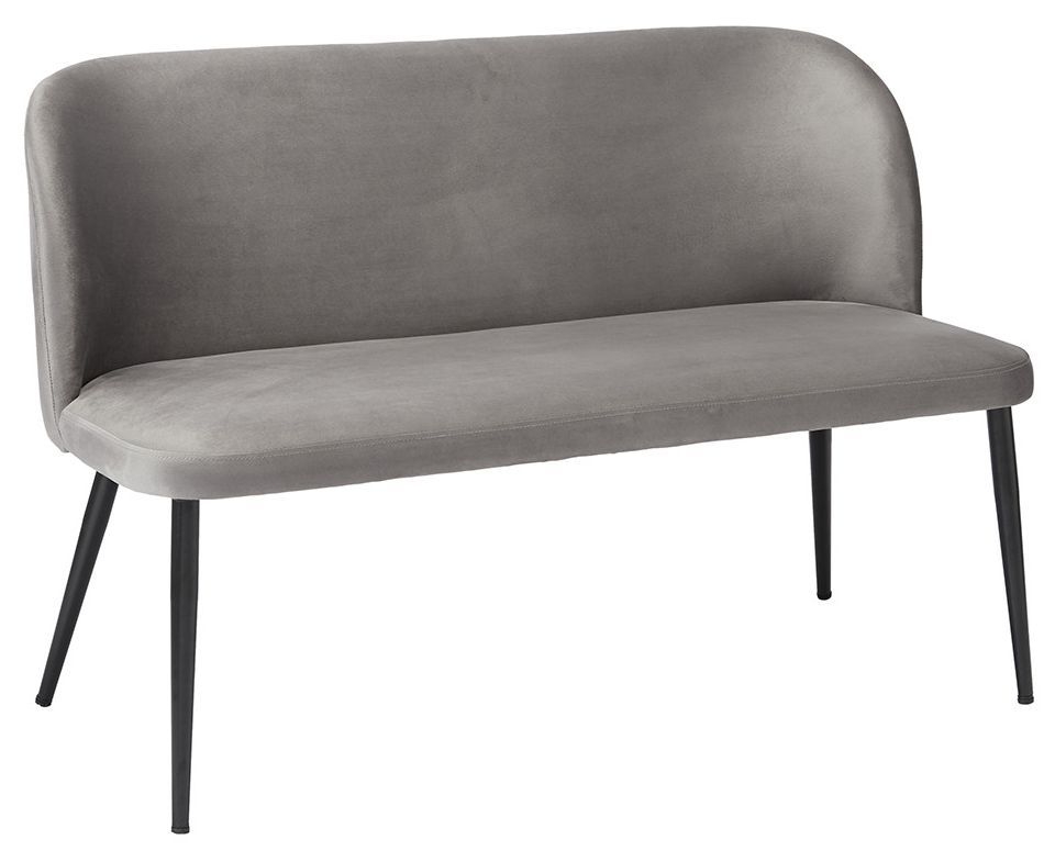 Zara Grey Velvet Fabric Dining Bench With Backrest