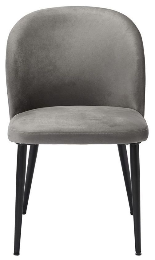 Zara Grey Velvet Fabric Dining Chair With Black Legs Sold In Pairs