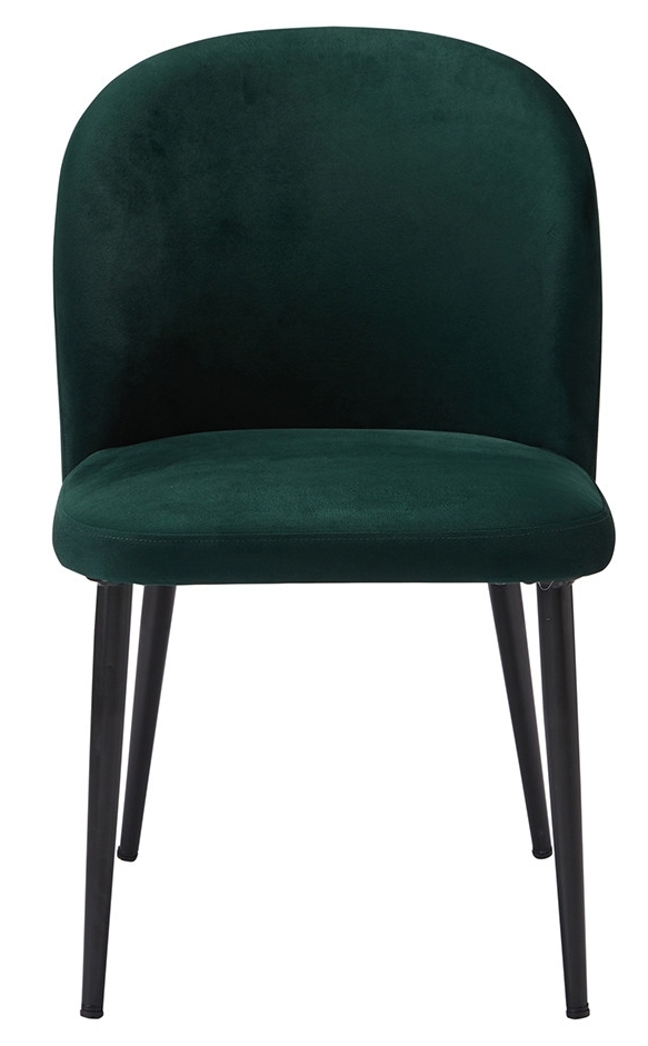 Zara Green Velvet Fabric Dining Chair With Black Legs Sold In Pairs