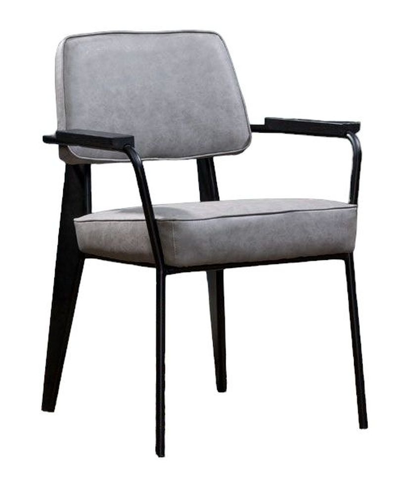 Anais Grey Armchair Fabric Upholstered With Black Metal Legs