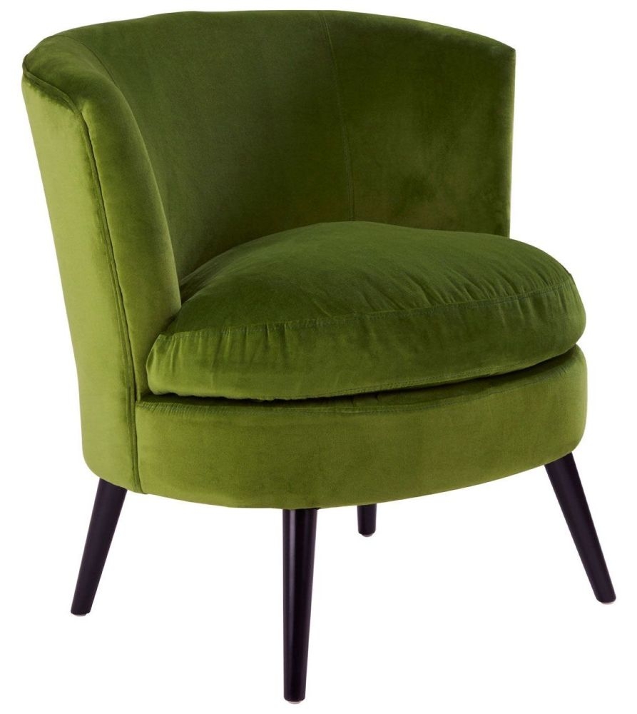 Rosalee Green Armchair Velvet Fabric Upholstered With Black Legs