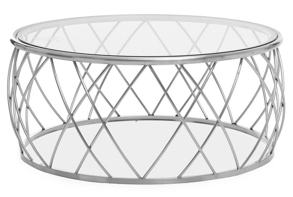 Avah Clear Glass Top Round Coffee Table With Chrome Base