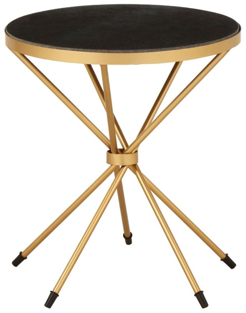Barnet Black Marble And Gold Side Table