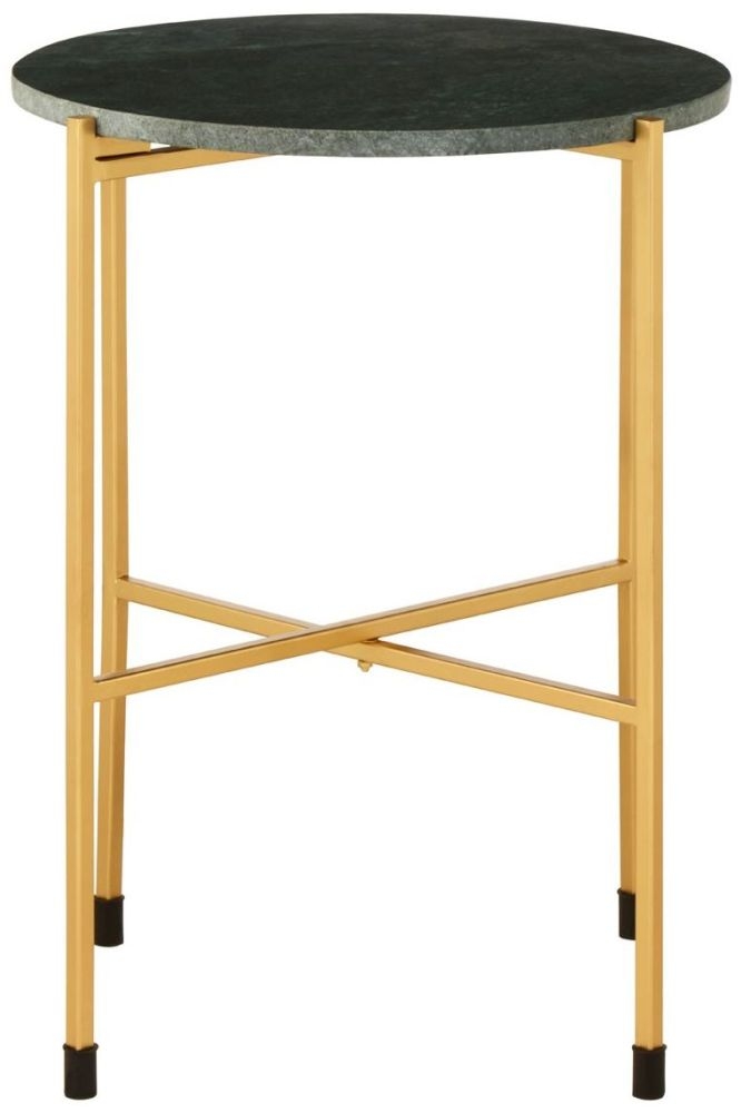 Barnet Green Marble And Gold Large Side Table