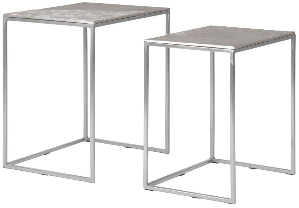 Barnet Silver Metal Nest Of 2 Side Tables