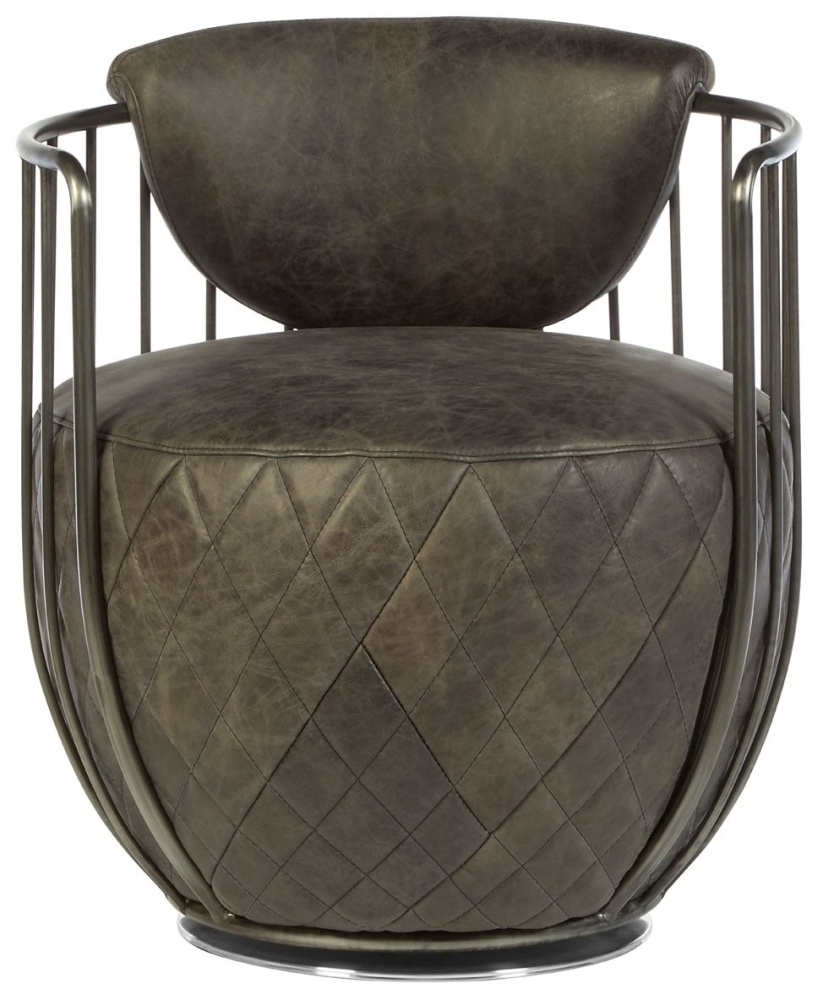 Bexley Genuine Ebony Leather Swivel Chair