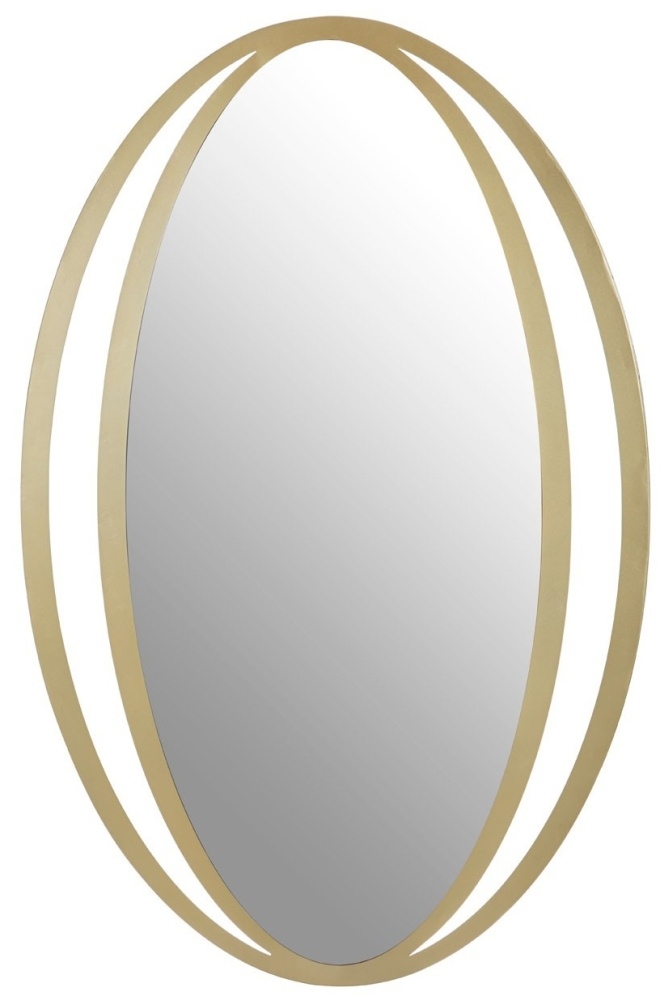 Brisbane Gold Double Ring Design Oval Wall Mirror