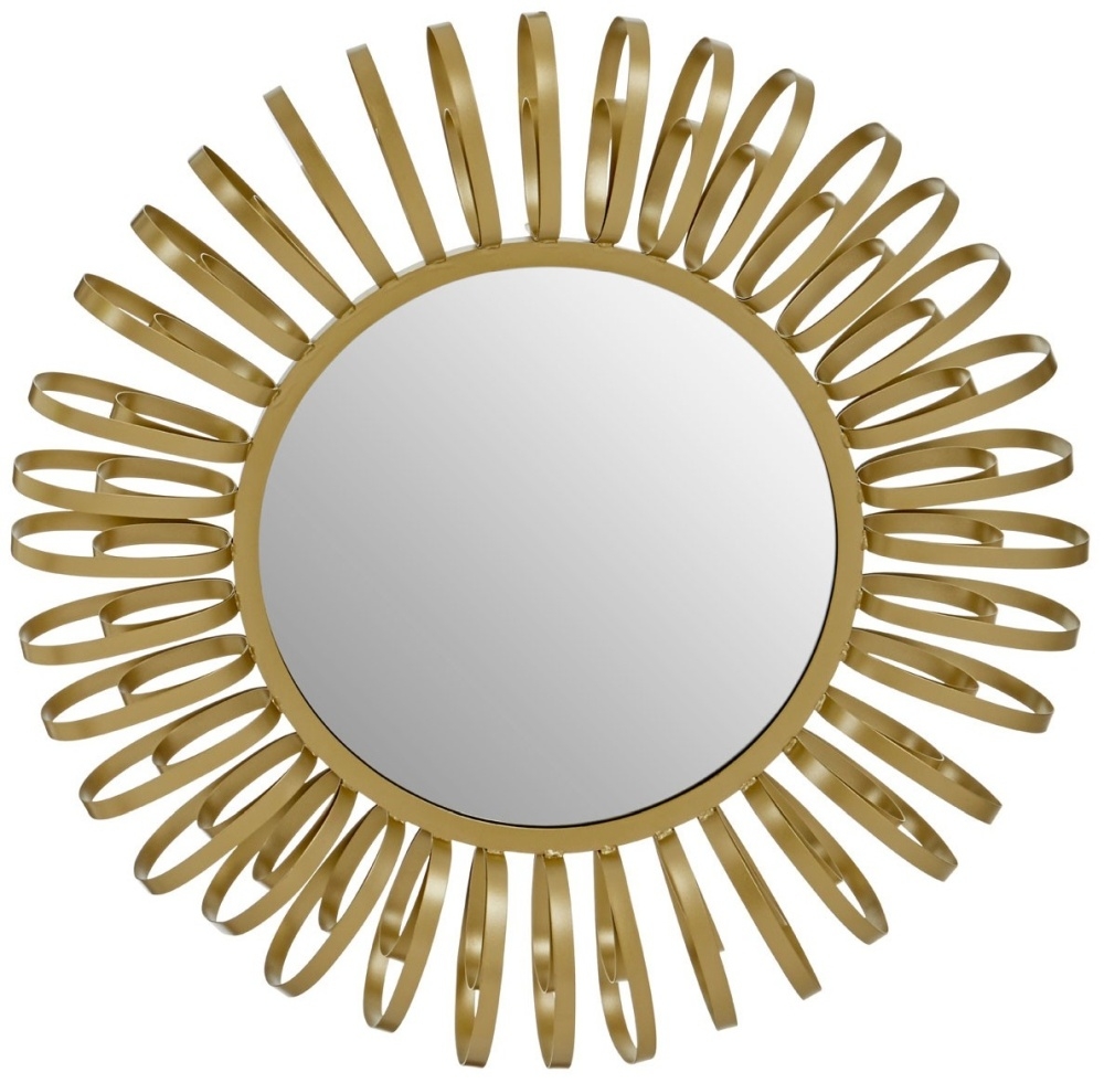 Brisbane Gold Multi Ring Design Round Wall Mirror