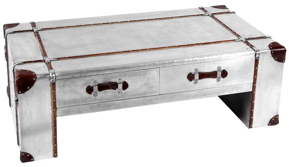 Product photograph of Chalfont Aviator Aluminium 2 Drawer Coffee Table from Choice Furniture Superstore