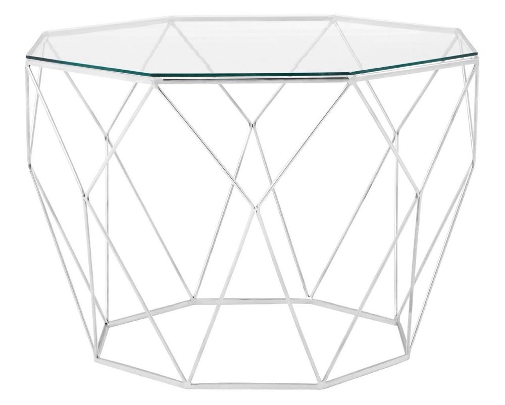 Isabela Glass Top And Chrome Octagonal Coffee Table