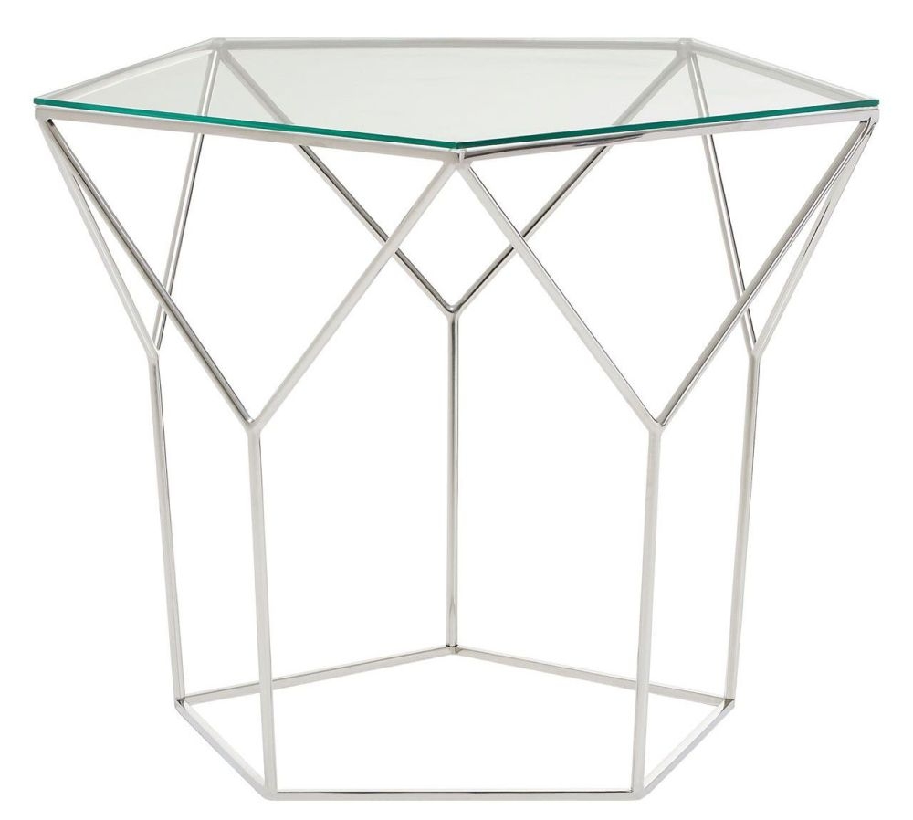 Isabela Glass Top And Chrome Pentagonal Coffee Table