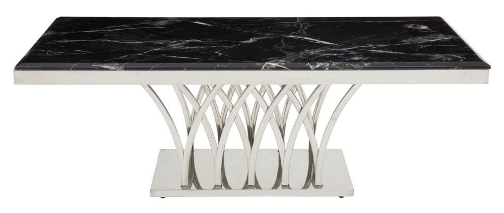 Kaydence Black Marble Top And Silver Coffee Table