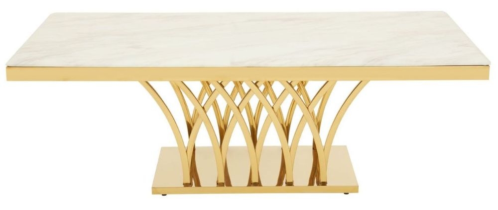 Kaydence White Marble Top And Gold Coffee Table