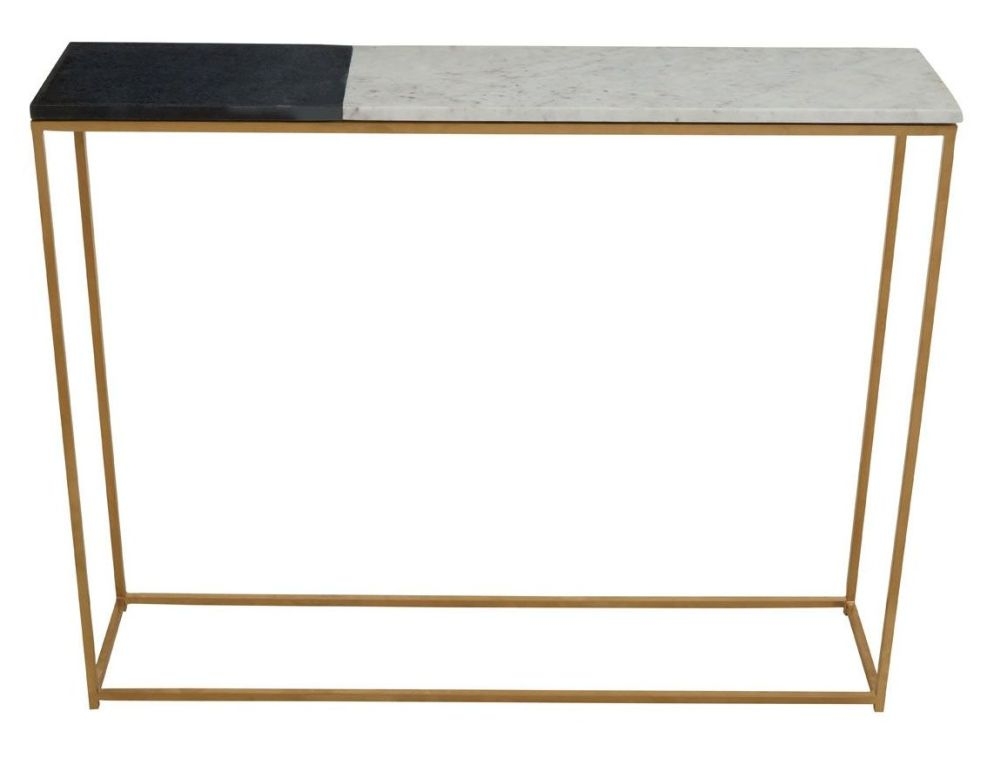 Rebekah Black And White Marble Top Console Table