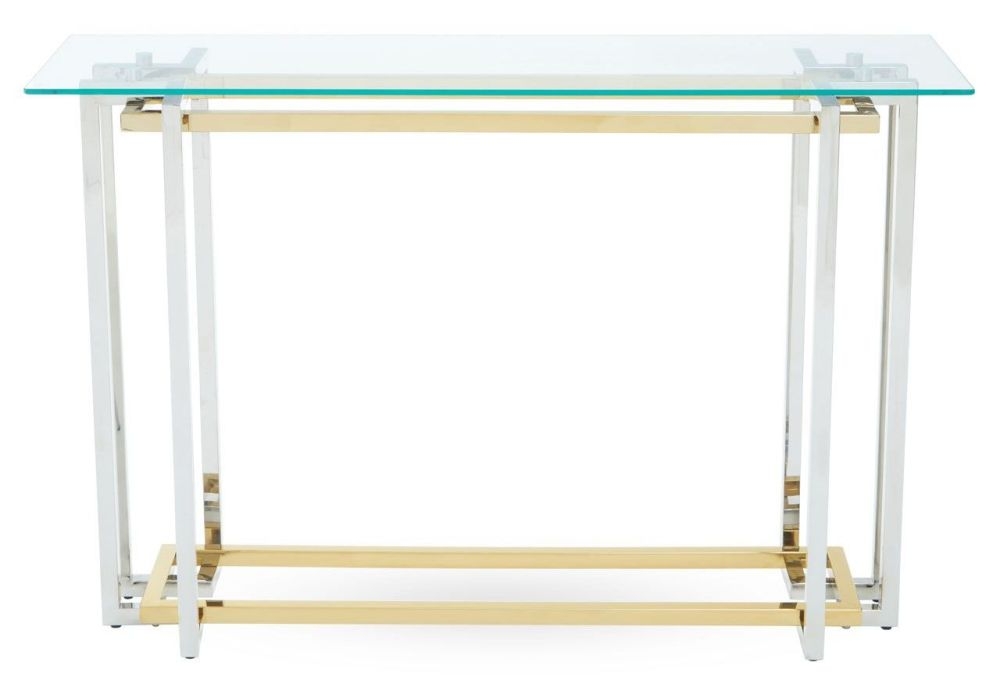 Layne Glass Top And Chrome Console Table