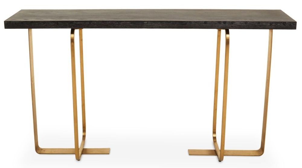 Dulce Oak Veneer And Gold Console Table
