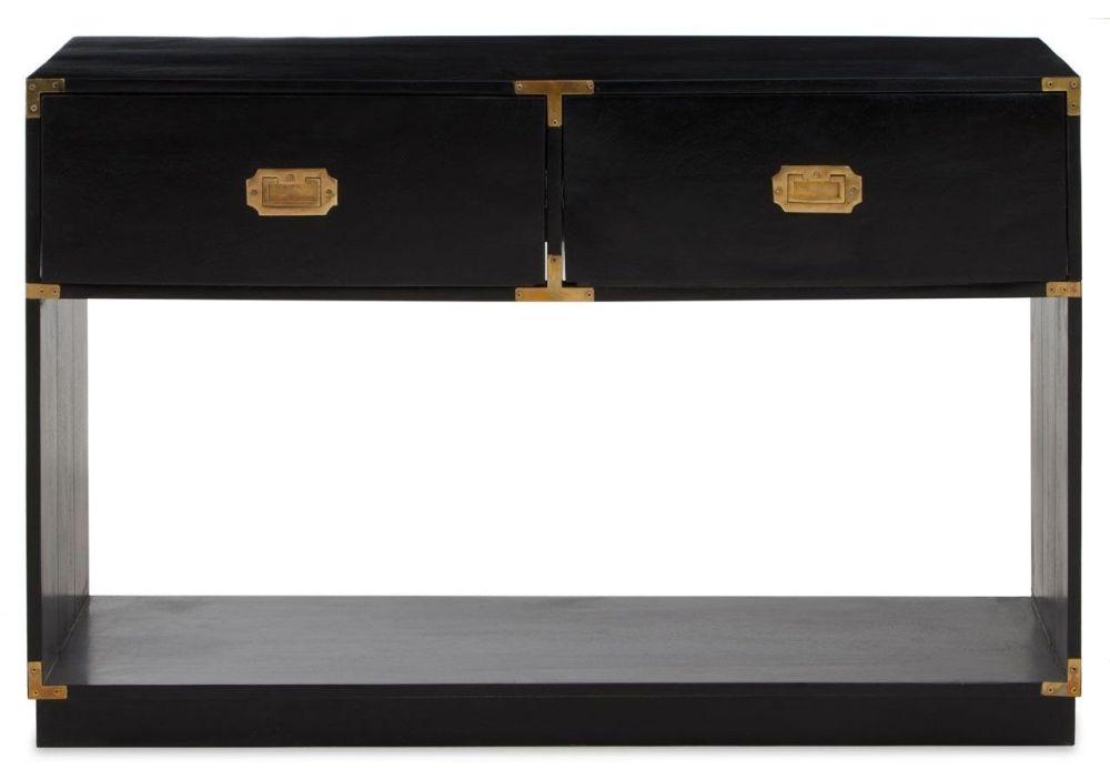 Clare Black Mango Wood Console Table With 2 Drawers