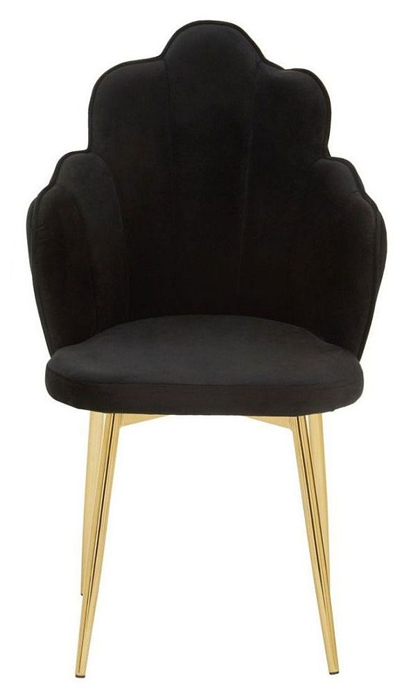 Bailee Black Dining Chair Velvet Fabric Upholstered With Gold Legs Sold In Pairs