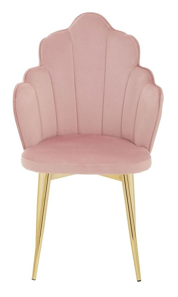 Bailee Pink Dining Chair Velvet Fabric Upholstered With Gold Legs Sold In Pairs