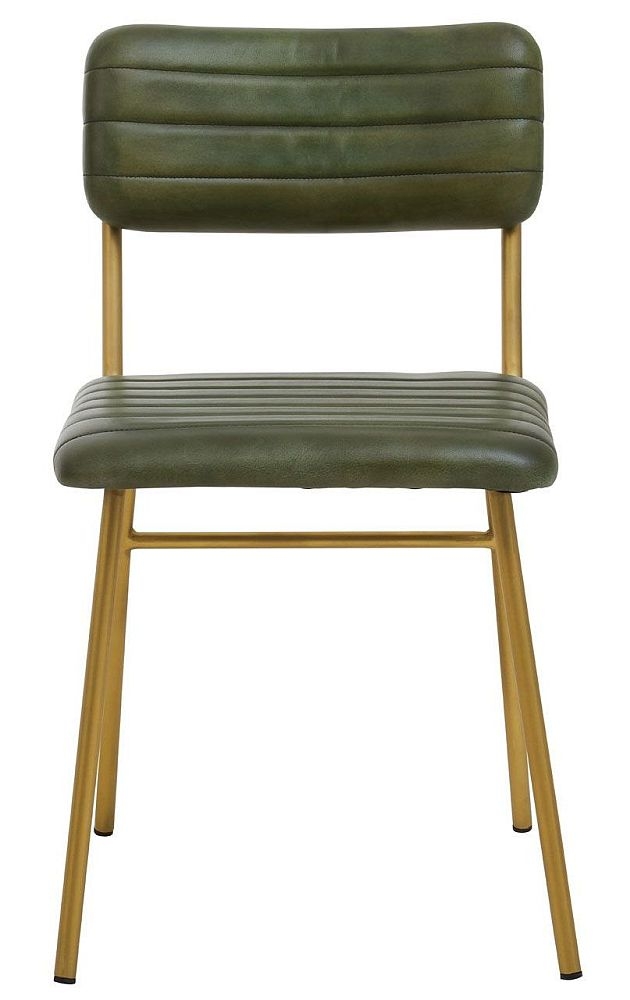 Hunter Green Dining Chair Genuine Real Buffalo Leather With Gold Metal Legs Sold In Pairs