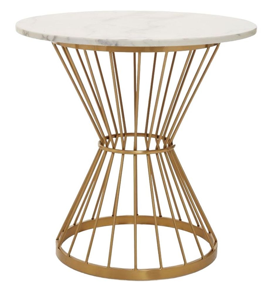 Cynthia White Marble And Gold Hourglass Base Dining Table 70cm Seats 2 Diners Round Top