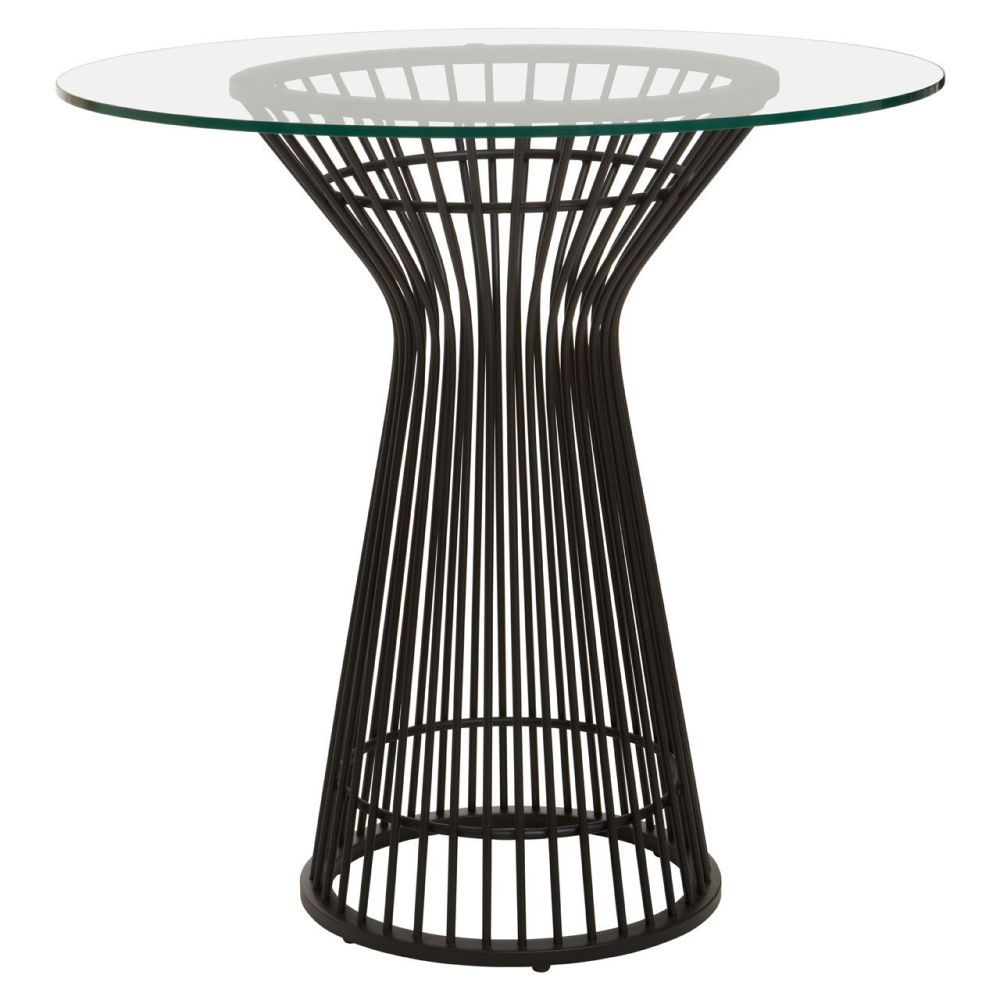 Hana Glass And Matt Black Dining Table 80cm Seats 2 Diners Round Top