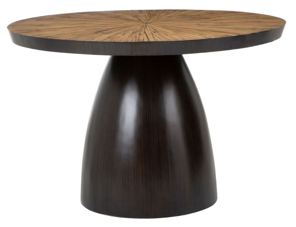 Milena Dark Ebony Bamboo Dining Table 120cm Seats 2 To 4 Diners Round Top