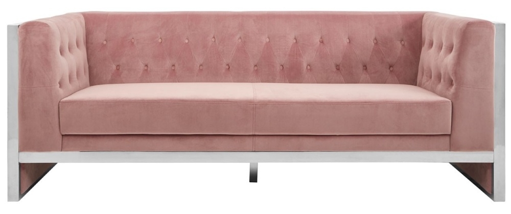 Envi Pink Velvet 3 Seater Sofa