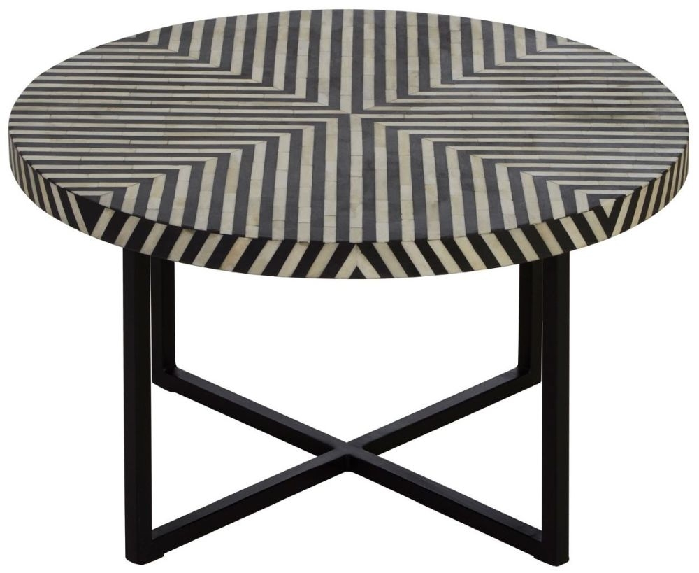 Esher Sheesham Black Bone Inlay Cross Base Coffee Table