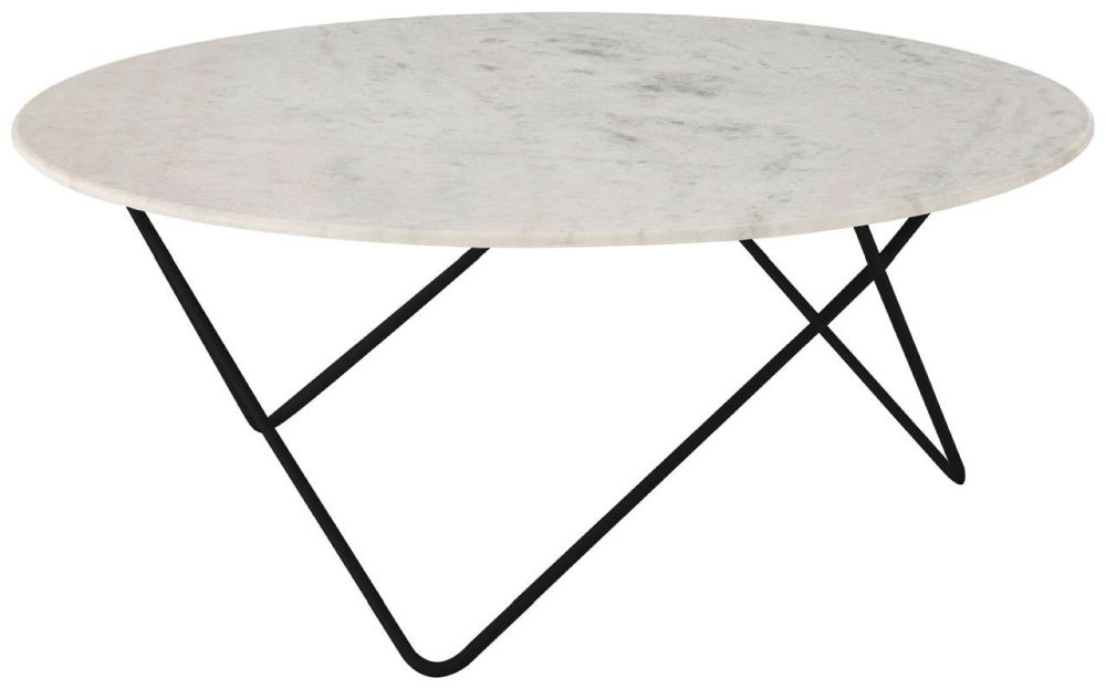 Esher White Marble Top Round Coffee Table