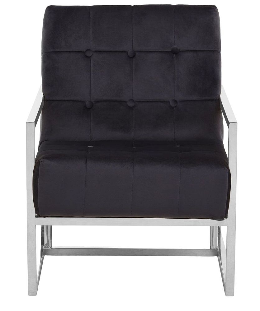 Kimber Black Velvet Armchair With Chrome Frame